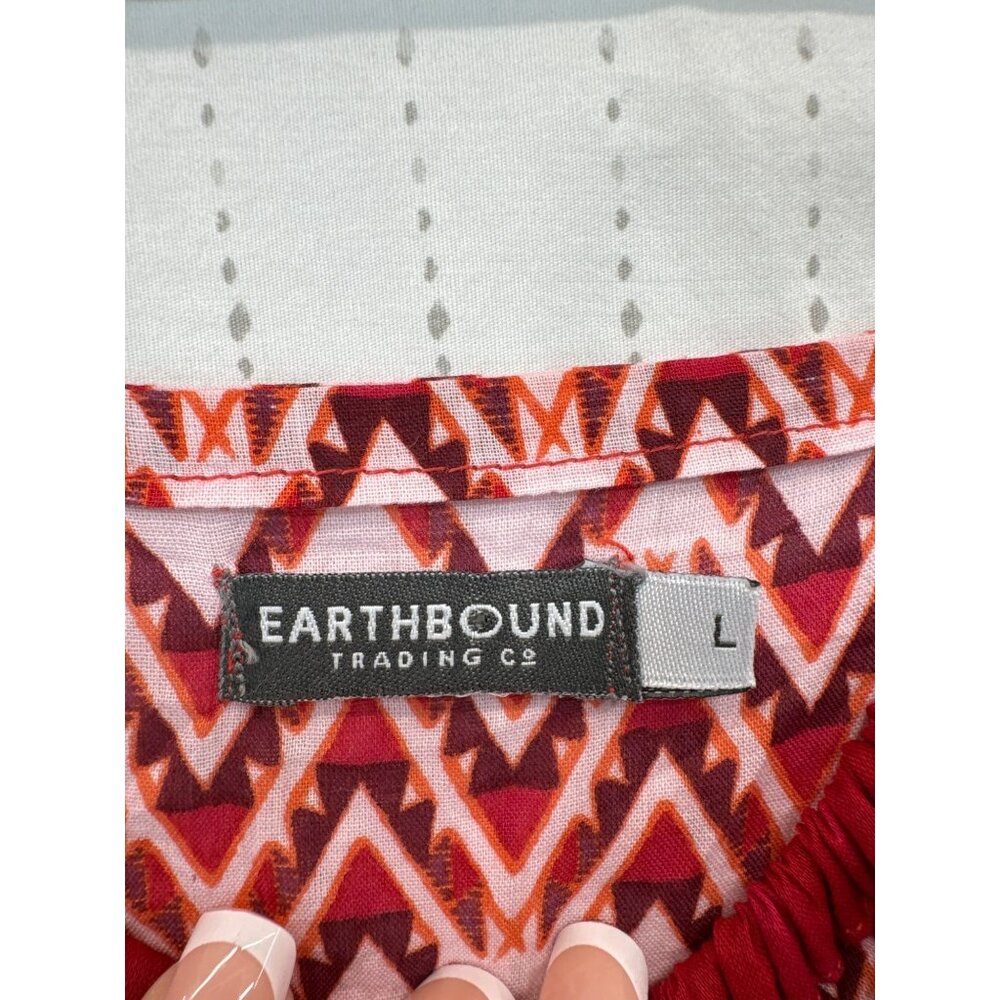 Earthbound Trading Maxi Dress L Red Ombre Southwest Boho Cruise Resort Festival - Picture 3 of 9